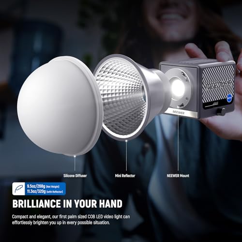 NEEWER HS60B Mini Video Light with App Control, 60W Handheld Portable Bi Color COB LED Continuous Output Lighting with 35000lux/1m 2700-6500K 0-100% PWM Dimming CRI/TLCI 97+ 12 Scenes USB Type C