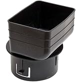K-TEC 3"x4" Downspout to 4" Round Drain Pipe Adapter &ndash; 3x4x4, Black | Fits Inside 4" Round Drain Pipe &ndash; No Sealing Needed | Check 3"x4" Downspout &amp; 4" Drain Pipe Size Before Ordering