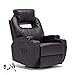 SUNCOO Massage Recliner, 20 in 1 Bonded Leather Chair, Ergonomic Lounge, Heated Sofa with Cup Holders, 360 Degrees Swivel and Remote Control, Black