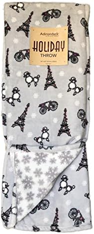 Super Soft Christmas Winter Holiday Plush Throw Blanket 50 x 60 Inch (Paris Poodle)