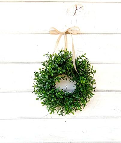Mini Window Wreath, MINI Boxwood Wreath-Farmhouse Wreath,Country Cottage Wreath, Farmhouse Decor, SCENTED Wreath, Small Wreath, Wedding Decor, Holiday Home Decor