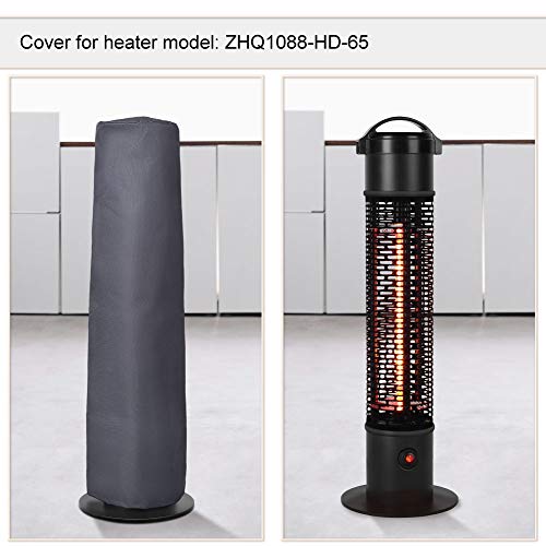 Star Patio ZHQ1088-HD-65 Cover, Outdoor Freestanding Electric Patio Heater Cover, Infrared Heater Cover, Heavy Duty Waterproof Cover, Grey, Polyester
