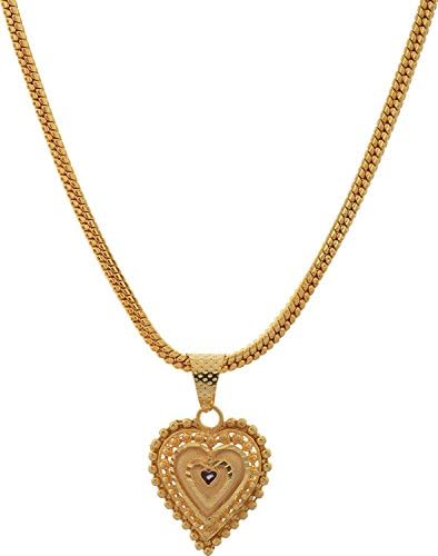Jewar Pendant Set Hart Pan Shape 1 Gram Gold Plated Finish Jewelry For Women & Girls 7929