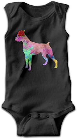 TuWQal Watercolor Rose Boxer Dog Unisex 100% Cotton Sleeveless Baby Bodysuits Infant 12 Months