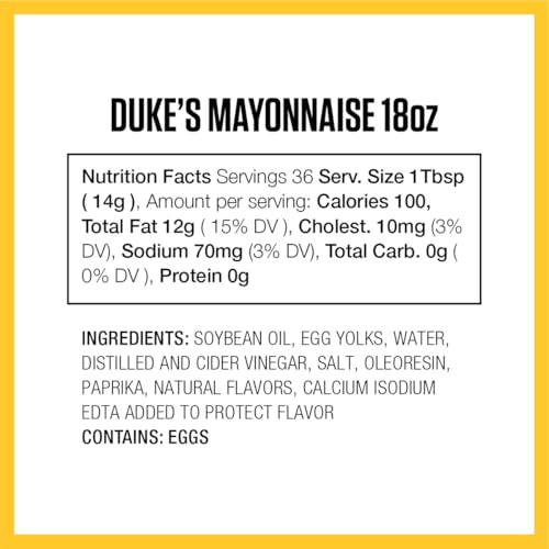 DUKE’S REAL MAYONNAISE SQUEEZE BOTTLE – ORIGINAL SMOOTH & CREAMY TASTE, 18 OUNCE (PACK OF 1)
