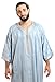 Moroccan Men One size Lounge wear Caftan Handmade Gandoura Cotton Blend Delicate Embroidery Grey