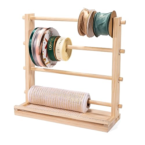 PUNLUXU Ribbon Storage Rack Spool Holder Organizer Sewing Craft Wreath Mesh Crochet Thread Tulle Roll Washi Tape Craft Florist Wrapping，15.7 in