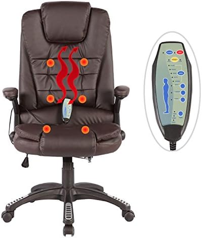 Executive Ergonomic Massage Chair Heated Vibrating Computer Office Desk Brown