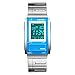 Mens Unique Stainless Steel Rectangle Digital Electronic LED Waterproof Casual Sport Dress Watch Adjustable Band, Stop Watch, Back Light, Calendar Date Day, Alarm, 164FT 50M Water Resistant - Blue
