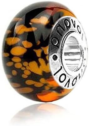 Murano Glass Leopard Bead Charm on Sterling Silver