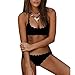 SS Queen Women Classic Scallop Bikini Swimwear Two Piece Bathing Suit Black