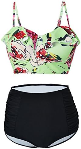 Milkuu Women's Vintage Printed High Waisted Bathing Suits Bikini