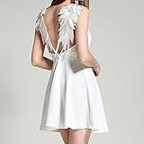 Women Sexy Deep V Backless Angel Wing Open Back Slip Dress Skater Mini Dress