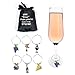 Cork & Leaf Wine Glass Charms, Drink Markers - Set of 6 with Sateen Storage Bag