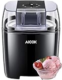 Aicok Ice Cream Maker, 1.6 Quart Automatic Frozen Yogurt and Sorbet Machine, BPA-Free with Timer Function, Easy Homemade Ice Cream with Instruction Book, Black