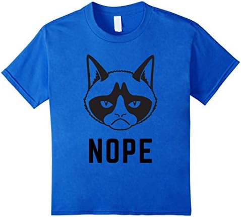 Kids Grumpy Faced Cat Saying Nope T-shirt 8 Royal Blue