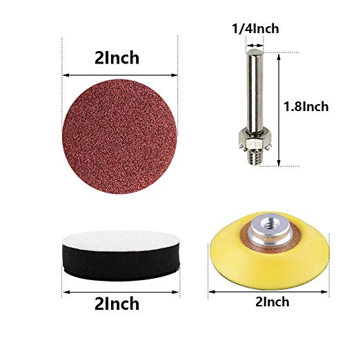 Saiper 120pcs 2 Inch Sanding Discs Pad Kit with 1/4” Shank Backing Pad + Soft Sponge Buffering Pad for Drill Grinder Rotary Tools Includes 60-2000 Grit Sandpapers, 12 different grits