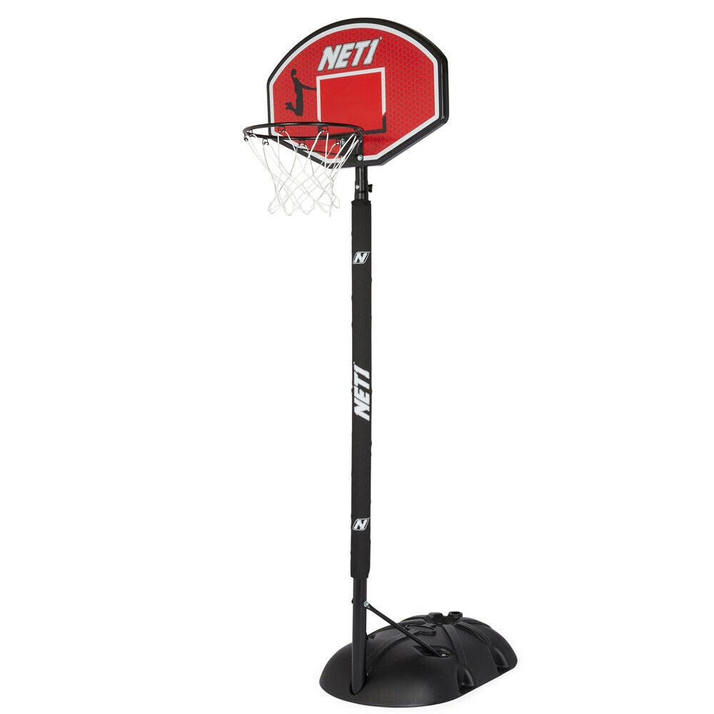 NET1 | Premium Basketball Backboard & Net System For Junior Developing Players | Ultra Durable 15" Solid Steel Hoop | Wall-mounted or Portable Height Adjustable | Padded Pole