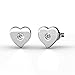 Cate & Chloe Vanessa Petite Sacred Heart Shape 18k White Gold Silver Stud Earrings with Center Crystal, Beautiful Small Heart Shaped Earring Set, Tiny Heart Earrings for Women