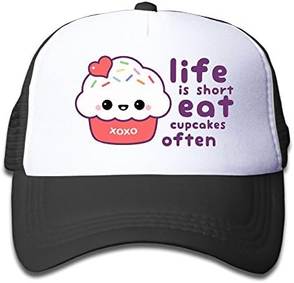 Giekk Life is Short Eat Cupcakes Often.Baseball Cap Adjustable Trucker for Children's Grid Cap