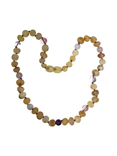 Baltic Amber Necklace for Kids- 15 inch- Immune System Boost - Positivity and Focus. for Children Ages 4-15 (Pink/Purple)