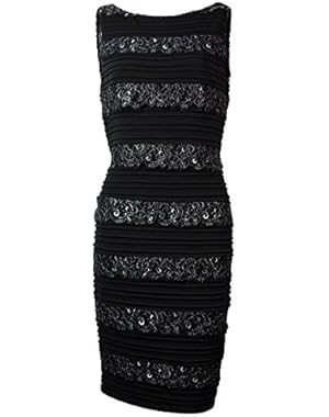 Calvin Klein Women's Tiered Lace V-Back Jersey Dress