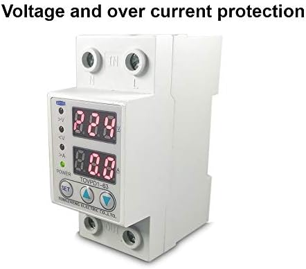 amiciAuto 63 Ampere 220V Din Rail Adjustable Over Voltage and Under Voltage Protective Device Protector with Over Current Protection
