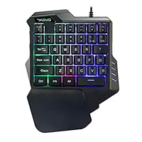 Cinhent One Handed Gaming Keyboard - G30 Wired Gaming LED Backlit USB Ergonomic Pro Gamer Left Hand Single-Hand Control Keypad Mixed Color Keypad for PC Laptop Computer