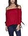 Just Quella Women's Off Shoulder Loose Shirt Blouse 8422 (M, Claret Red)