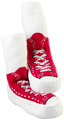 Mocc Ons Cute Moccasin Style Slipper Socks (Sneaker Red)