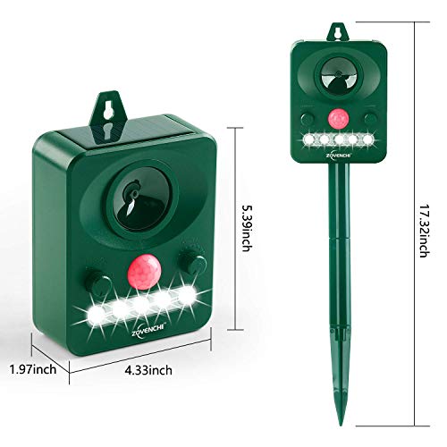 ZOVENCHI Solar Ultrasonic Animal Repeller, Waterproof Animal Repeller Rodent and Pest Repeller Cats, Dogs, Mice, Rabbit, Squirrel Repeller, Motion Activated and Ultrasonic Sound to Repel Animal Away - Thumbnail 4