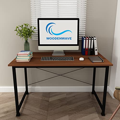 WOODENWAVE Multi-Purpose Study Table, Office Table, Computer Table, Laptop Table, Work Form Home, Easy to Assemble, Table Top Color-Brown, Table Frame Color-Black, Size-90x60x75CM