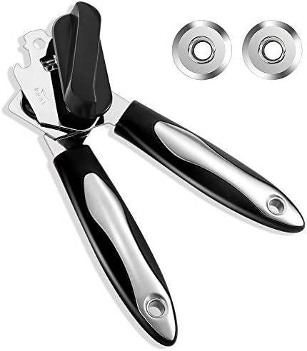 Manual Can Opener, Smooth Edge and Heavy Duty Stainless Steel 3-in-1 Can Opener, Bottle Opener &amp; Lid Lifter
