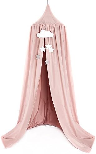 Made in UE, 100% UE cotton, Children Safe, Bed Canopy, Kids Baby Crib Canopy, Play Tent Hanging House Decoration Reading nook Height 250cm / 98 inch (dark pink)