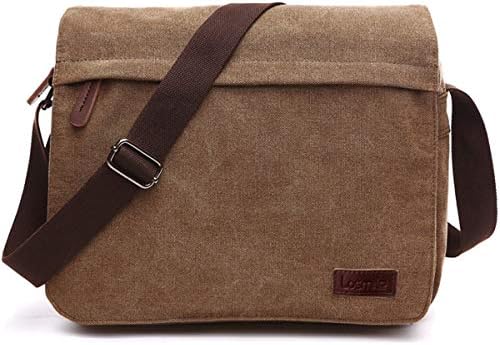 Men's Messenger Bag, Canvas Shoulder Bags, 15.6" Laptop Bags for Work and School,Cross-Body Bags.(COFFEE)
