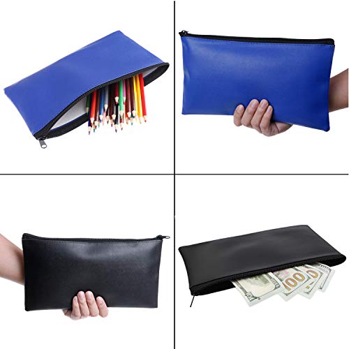Zipper Bank Bags,4 Pack Money Pouch Bank Deposit Bag PU Leather Cash and Coin Pouch Bank envelopes with Zipper (Mix-Color)