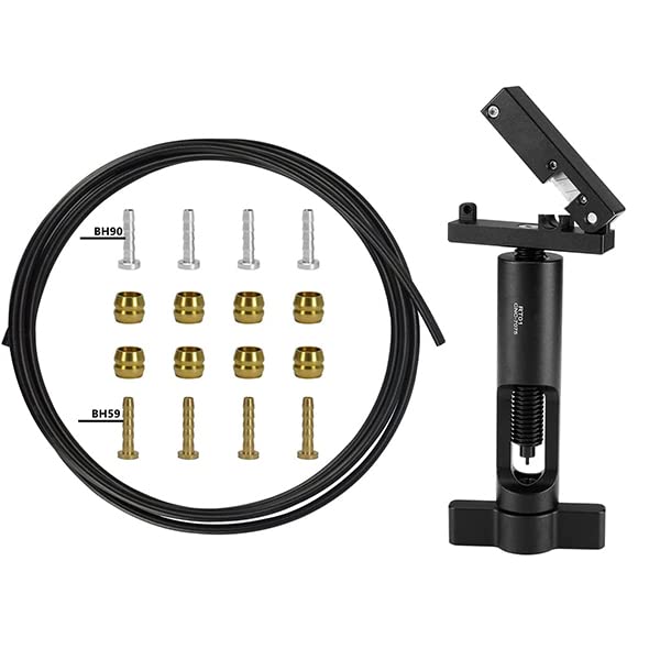BESNIN Hydraulic Brake Hose Kit with 2-in-1 Cutter & Barb Insertion Tool – 2.5m Bicycle Brake Line + 4x BH90 / 4x BH59 Barbs & Olives for Mountain Road E-Bike (Hose Cutter + Hydraulic Hose, Black) — image 1
