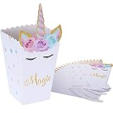 SATINIOR 24 Pieces Popcorn Snack Boxes Rainbow Unicorn Pattern Treat Box Popcorn Container for Baby Shower Birthday Party Supplies(Style 1)