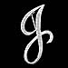L'vow Clear Crystal Script Initial 26 Letter A - Z Brooch pin (J)