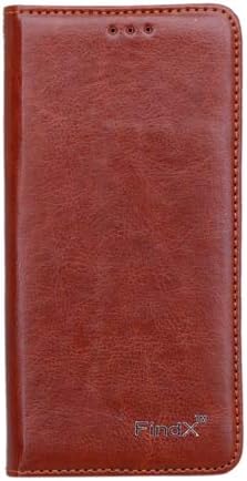 FindX Leather Wallet Flip Book Cover Case for Samsung Galaxy J7 Prime - Brown