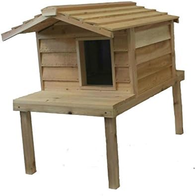 Large Insulated Cat House with Platform and Extended Roof