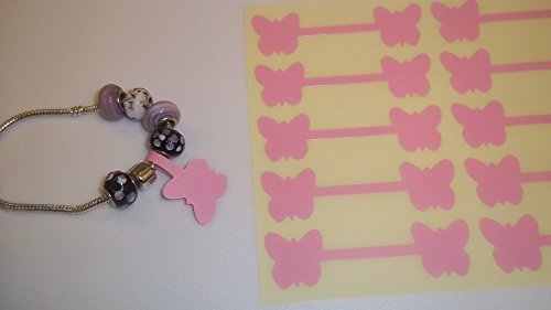 200 Large Pale Pink Butterfly Shaped Jewellery Price Labels/Price Stickers/Dumbell Shaped Labels
