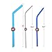 Mcool 8Packs 4 Wide 2 Skinny Silicone Straws 2Pcs Extra Long Stainless Steel Straws for 30 oz Tumber Yeti/Rtic- +3 Brushes+1 Red Storage Pouch