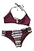CUPSHE Women's Pure Color Lace up Halter Padding Bikini Set Beach Bathing Suit Burgundy