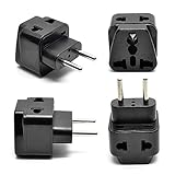 OREI Europe Power Plug Adapter Works in Russia, Turkey, Ethiopia, Korea, Monaco and More (Type C) - 4 Pack, Black
