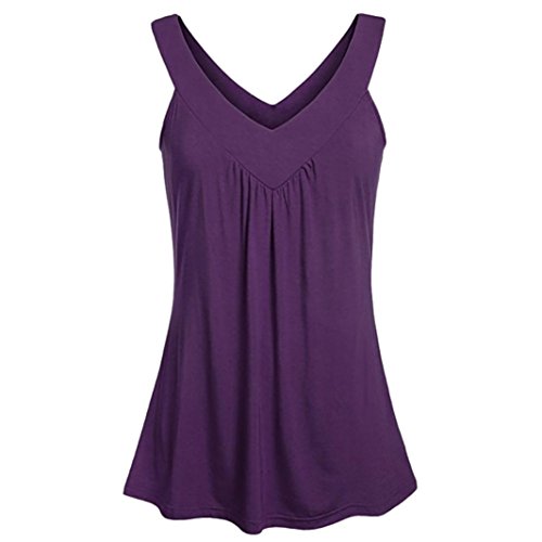 Click Here to See More Images NREALY Summer Women Comfy Solid Loose Sleeveless Tunic Top Pleated V Neck Tanks Vest