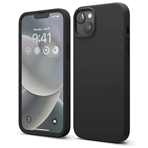 elago Compatible with iPhone 14 Plus Case, Liquid Silicone Case, Full Body Protective Cover, Shockproof, Slim Design, Anti-Scratch Soft Microfiber Lining, 6.7 inch (Black)