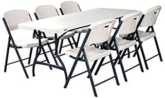Folding Table and Chairs Set of Lifetime Combo-One, White Granite, Perfect for Indoor/Outdoor Parties
