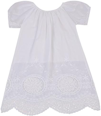 Toddler Baby Girls Short Sleeve Lace White Cotton Flower Printed Dress (1-2 Year, White)
