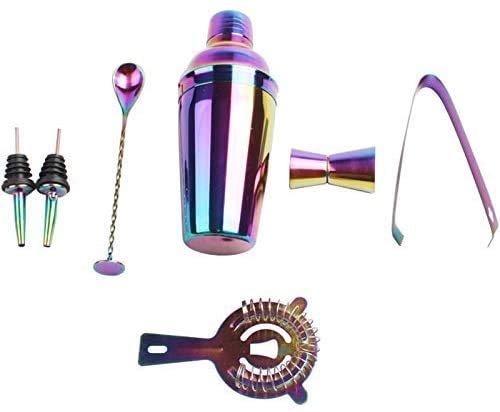 LKNJLL 8Pcs Bunte Edelstahl Cocktail Shaker Set Barkeeper Kit 750ml Cocktail Whisk Bar Werkzeuge Wein Schüttler for… – Bild 4